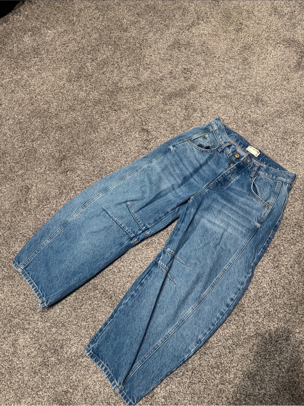 Free People Relaxed Blue Carpenter-Style Jeans